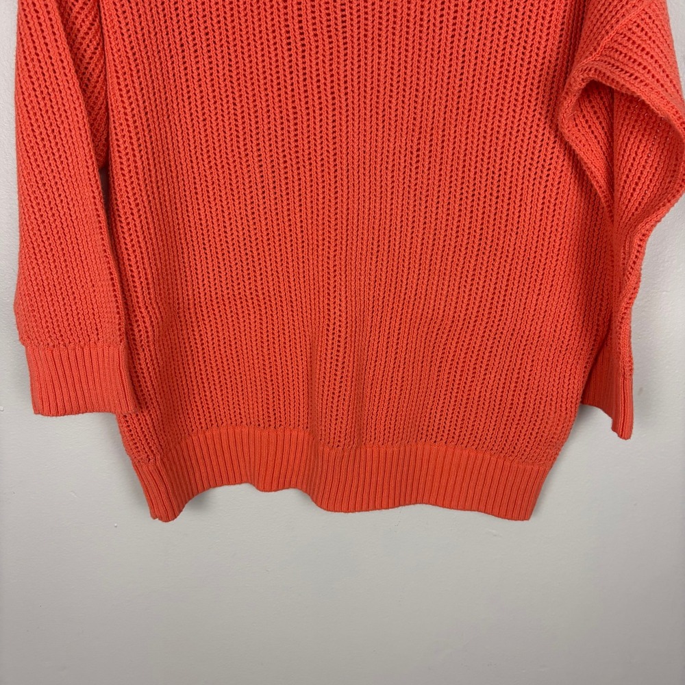 Calvin Klein Jeans Sweater Orange Open Knit Scoop Neck Spring Transitional XL - Picture 3 of 5